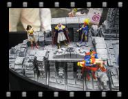 A diorama of DC action figures for Crisis on Infinite Earths.