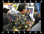 My pal Bill Morrison working at the Bongo Comics booth...my apologies for the lousy picture of just the back of your head, Bill!