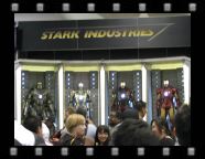 Across from Bongo...while Mike Allred had to look at a yellow electric Poke-rat  creature all day, Bill got to look at the Iron Man armor collection at the Marvel Comics booth.